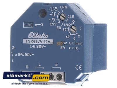 Frontansicht Eltako FSR61VA-10A Funkaktor Stromstoschalt. 1Schl., 10A/250V AC 