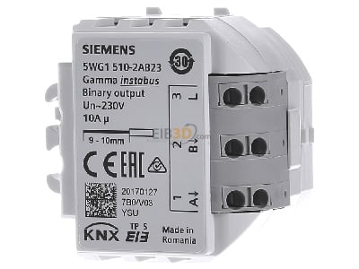 Front view Siemens 5WG1510-2AB23 EIB, KNX switching actuator 2-ch, 
