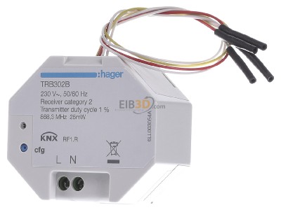 Frontansicht Hager TRB302B Funk KNX UP Eingang 2fach 230V,quicklink 