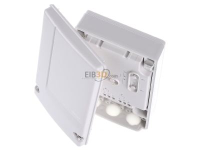 Ansicht oben vorne Hager TRE221 Funk EIB, KNX Jalousieaktor 1fach, Aufbaumontage, IP55, quicklink, 