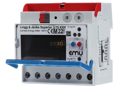 Front view Lingg & Janke EZ-EMU-DSUP-D-REG-FW EIB, KNX energy meter Superior 3 phases, EZ-EMU-DSUP-D-FW-REG
