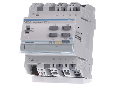 Front view Hager TYA604B EIB, KNX switching actuator 4-ch, 
