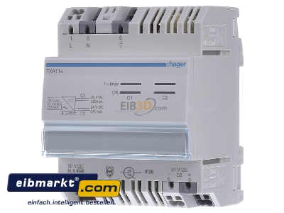 Frontansicht Hager TXA114 Spannungsversorgung 1Ausg.Dr320mA +24VDC 