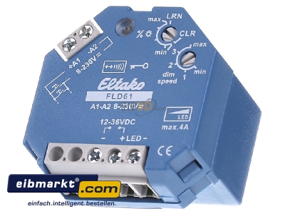 Frontansicht Eltako FLD61 Funkaktor Dimmschalter PWM-LED,12-36VDC,4A 