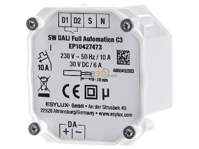Ansicht hinten ESYLUX ACTUATORFULLA.C3DALI Schaltmodul UP f�r DALI-Bus SWDALIFullAutomation