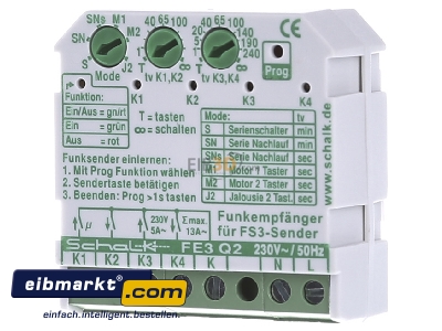 Frontansicht Schalk FE3 Q2 Funk-Empfngerschalter UP 4-Kanal 