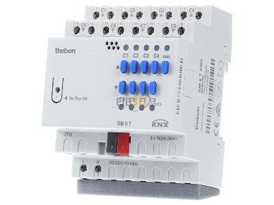 Front view Theben RM 8 T KNX EIB, KNX switching actuator 8-fold or blind/shutter actuator 4-fold, 
