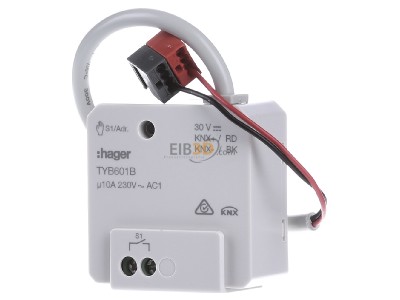 Front view Hager TYB601B EIB, KNX switching actuator 1-fold, 
