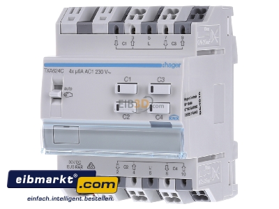 Frontansicht Hager TXA624C Jalousieausgang KNX easy,4fach, 230V 