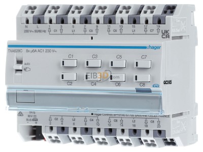 Frontansicht Hager TXA628C EIB, KNX Jalousieaktor 8fach, 230V, 