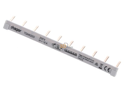 Ansicht oben vorne Hager TGM620D (VE) Phasenschienen 6qmm, 10 Pole,Endk. TGM620D (Inhalt: )