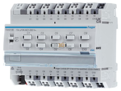 Frontansicht Hager TXA610B EIB, KNX Schaltaktor 10fach oder Jalousieaktor 5fach, 