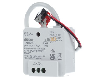 Front view Hager TXB602F EIB, KNX switching actuator 2-fold or blind/shutter actuator 1-fold, 
