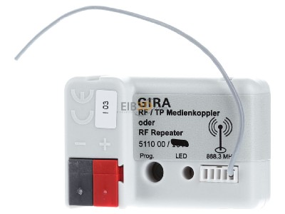 Back view Gira 511000 EIB, KNX RF/TP media coupler or RF repeater, interface between EIB, KNX and EIB, KNX RF radio products, 
