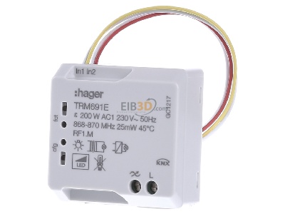 Frontansicht Hager TRM691E Funk UP Universal-Dimmer 1-f.Binr 2-f.200W2D 