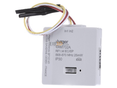 Front view Hager TRM702A EIB, KNX binary input 2-ch, 
