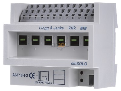 Frontansicht Lingg & Janke A6F16H-2 Schaltaktor 6-fach 16A 250V 6TE 