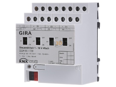 Frontansicht Gira 222400 Steuereinheit 1-10V 4fach Hand KNX 