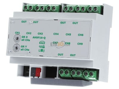 Frontansicht Lingg & Janke AH9F16-Q KNX Schaltaktor quick 9-fach 16A 6TE 