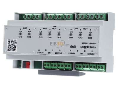 Front view Lingg & Janke BEA8F24H-E EIB, KNX combined I/O device, 
