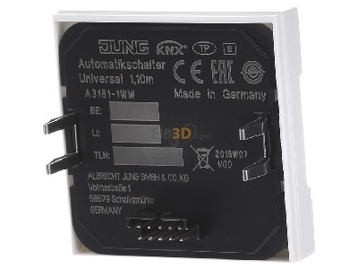 Ansicht hinten Jung A 3181-1 WW KNX Automatik-Schalter 1,10m Universal 