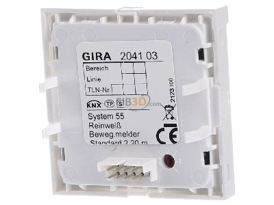 Back view Gira 204103 EIB, KNX movement sensor, 
