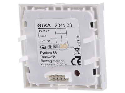 Ansicht hinten Gira 204103 KNX-Bewegungsmelder 2,20m Standard 