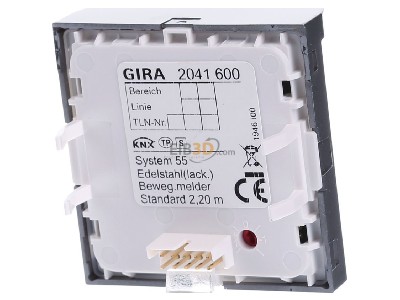 Back view Gira 2041600 EIB, KNX movement sensor, 
