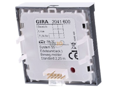 Ansicht hinten Gira 2041600 KNX-Bewegungsmelder 2,20m eds lack. 