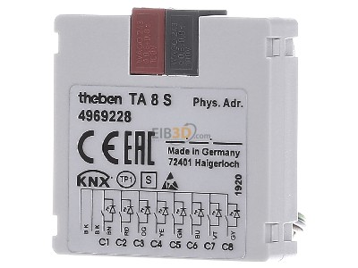 Front view Theben TA 8 S KNX EIB, KNX touch sensor, 
