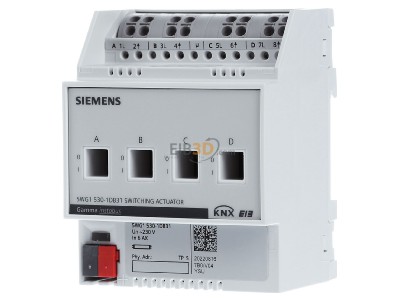 Front view Siemens 5WG1530-1DB31 Switch actuator for home automation 4-ch 

