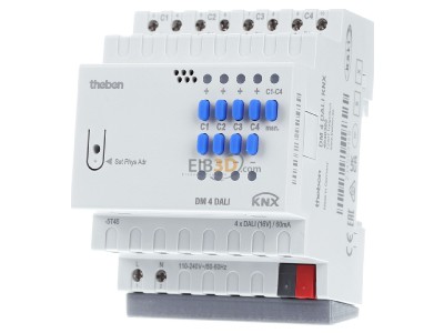 Front view Theben DM 4 DALI KNX Light system interface for bus system 
