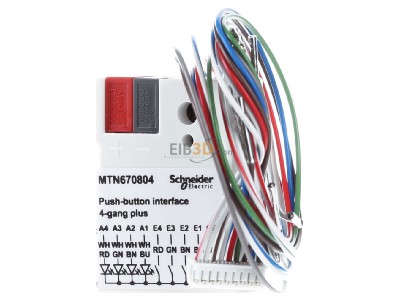 Front view Schneider Electric MTN670804 KNX Button interface 4-way plus polar white 
