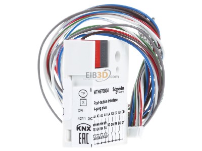 View on the left Schneider Electric MTN670804 KNX Button interface 4-way plus polar white 
