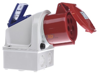 Ansicht links Walther 135 Mini-Kombi Wanddose 32A 5P400V6h+SCHUKO IP44 