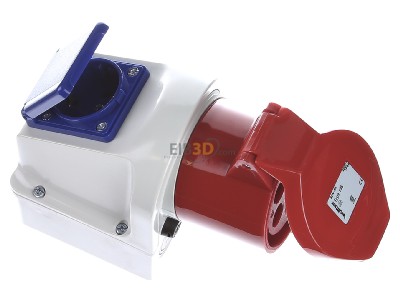 Ansicht oben links Walther 135 Mini-Kombi Wanddose 32A 5P400V6h+SCHUKO IP44 