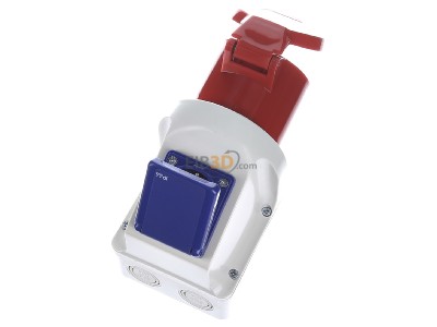 Ansicht oben hinten Walther 135 Mini-Kombi Wanddose 32A 5P400V6h+SCHUKO IP44 