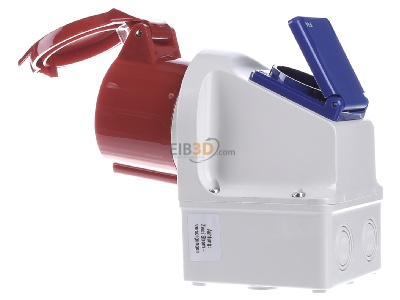 Ansicht rechts Walther 134 Mini-Kombi Wanddose 32A 5P400V6h+SCHUKO IP44 