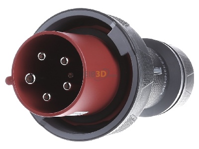 Front view Mennekes 13212 CEE plug 63A 5p 6h 400 V (50+60 Hz) red 
