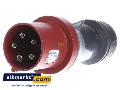 Front view Mennekes 13112 CEE plug 63A 5p 6h 400 V (50+60 Hz) red 
