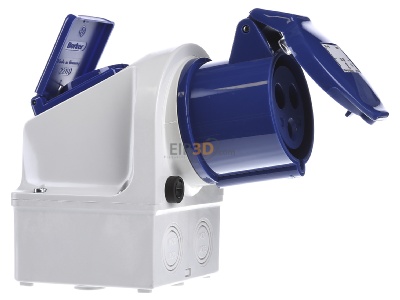 Ansicht links Walther 135306 Mini-Kombi Wanddose 32A 3P230V6h+SCHUKO IP44 