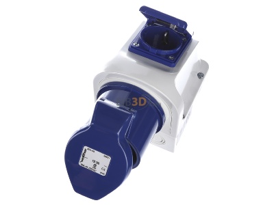 Ansicht oben vorne Walther 135306 Mini-Kombi Wanddose 32A 3P230V6h+SCHUKO IP44 