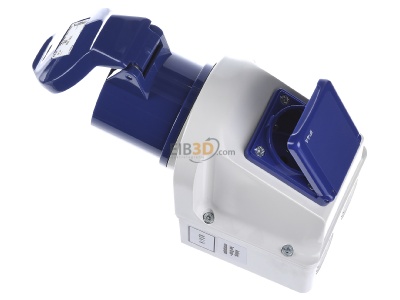 Ansicht oben rechts Walther 135306 Mini-Kombi Wanddose 32A 3P230V6h+SCHUKO IP44 