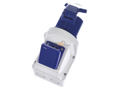 Ansicht oben hinten Walther 135306 Mini-Kombi Wanddose 32A 3P230V6h+SCHUKO IP44 