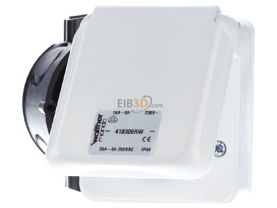 Frontansicht Walther 418306RW MONDO Wandsteckdose 16A 3P 230V 6h IP44 UP 