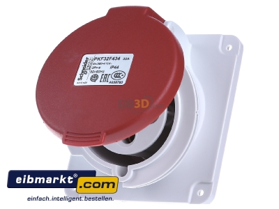 Frontansicht Schneider Electric PKF32F434 Industriesteckdose gewinkelt, 32A, 3p+E 
