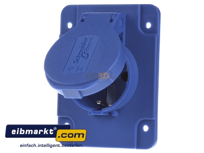 Frontansicht Schneider Electric PKS61B Schuko Steckdose Rckseite blau, IP54 