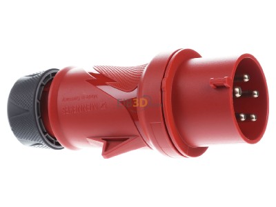 View on the left Mennekes 13520 CEE plug 32A 5p 6h 400 V (50+60 Hz) red 
