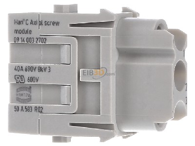 View on the left Harting 09 14 003 2702 Socket insert for connector 3p 
