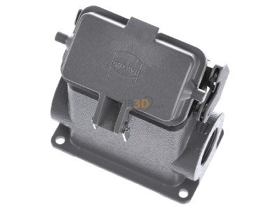 Ansicht oben hinten Harting 19 30 010 0296 Sockelgehuse 10 B, 2 Abg nge, M25, mit Kunsts 